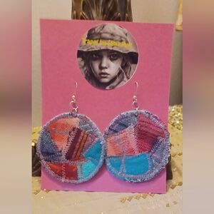 Handcrafted Colorful Patchwork Circle Earrings